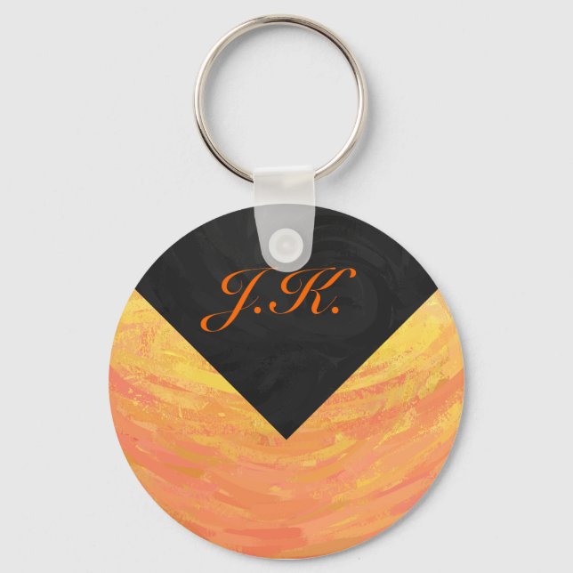 Dragons Augenorange und Schwarze Monogramm Schlüsselanhänger (Vorderseite)