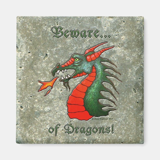 Dragons aus mittelalterlichen Beware Magnet (Vorne)