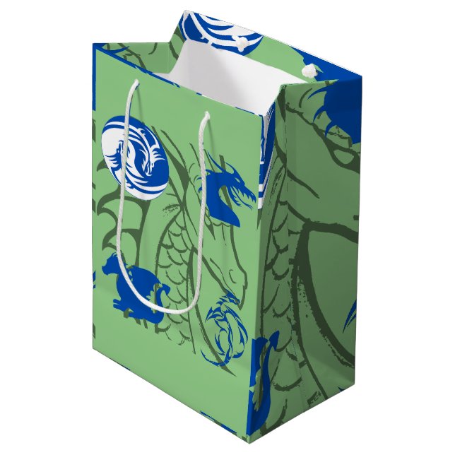 Dragons Blue Mittlere Geschenktüte (Vorderseite Schrägansicht)