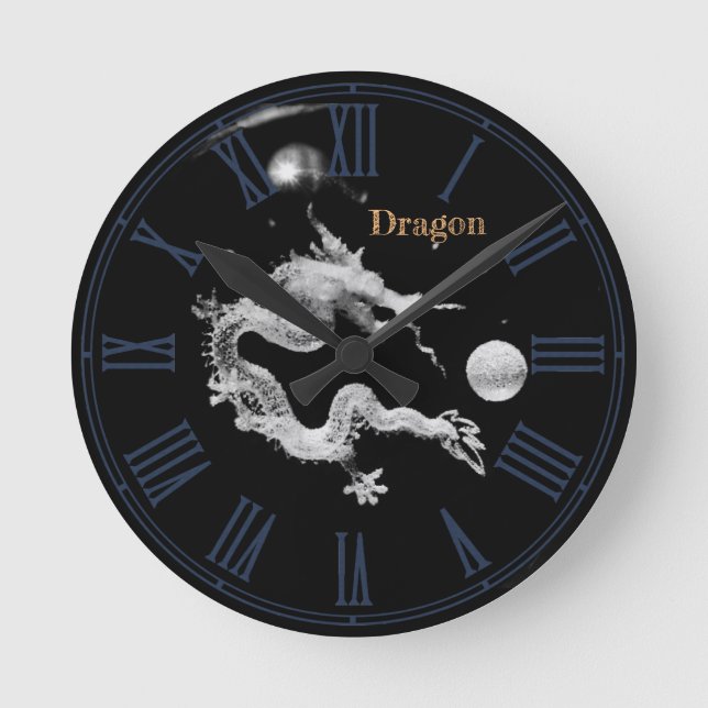 Dragons & Crystal Dragon Lore / Geburt des Drachen Runde Wanduhr (Vorderseite)