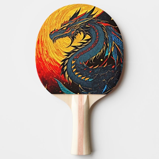 Dragon's Dance - Retro Art Tischtennis Schläger (Vorderseite)