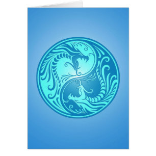 Dragons de Yin Yang, bleu-clair