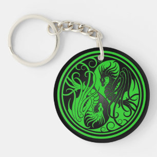 Dragons de Yin Yang de vol - vert et noir