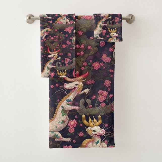 Dragons d'or et de blanc aux fleurs de cerisiers (En situation)
