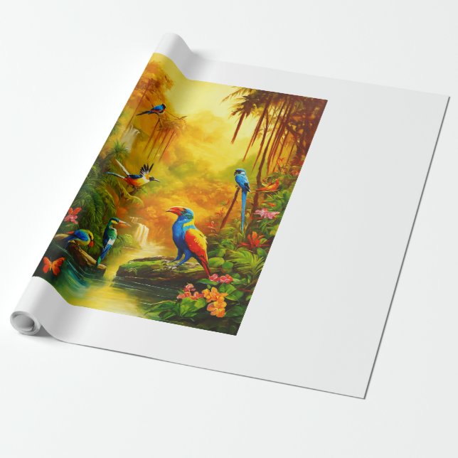 "Dragon's Dschungel Symphony: Majestic Oil Paintin Geschenkpapier (Ungerollt)