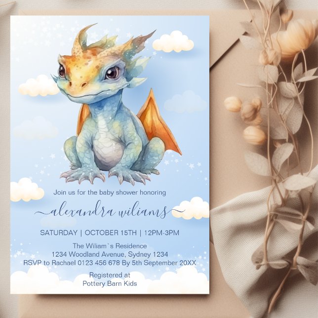 Dragons Fairy Tale Dragon Baby Shower Einladung (Von Creator hochgeladen)