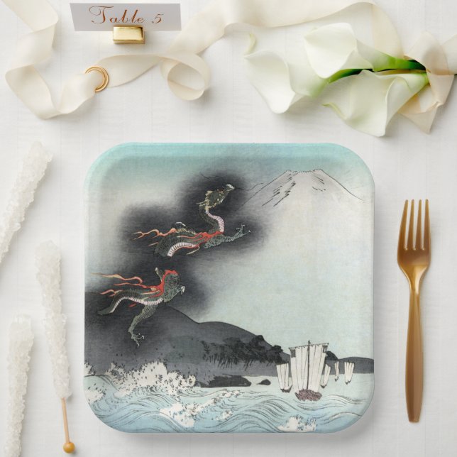 Dragon's Fury Sea Battle for Mount Fuji, Japan Pappteller (Hochzeit)