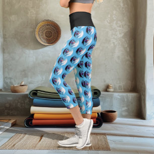 Dragons Liebe Heart Blue Capri Leggings