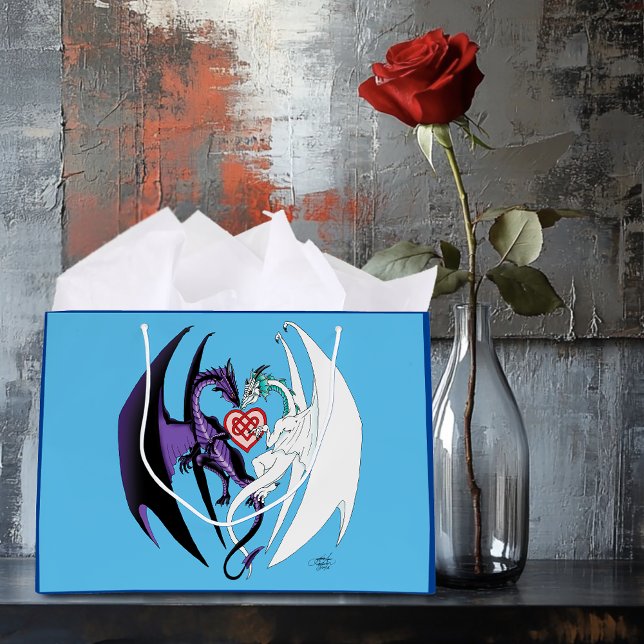 Dragons Liebe Heart Blue Große Geschenktüte (Von Creator hochgeladen)