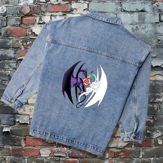 Dragons Liebe Heart Blue Jeansjacke (Von Creator hochgeladen)