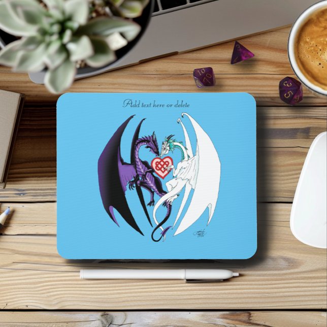 Dragons Liebe Heart Blue Mousepad (Von Creator hochgeladen)