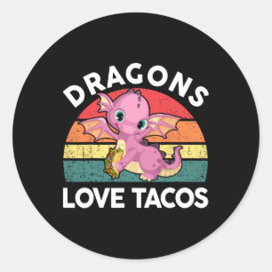 Dragons Liebe Taco Shirt Cinco Mayo Funny Mexican Runder Aufkleber