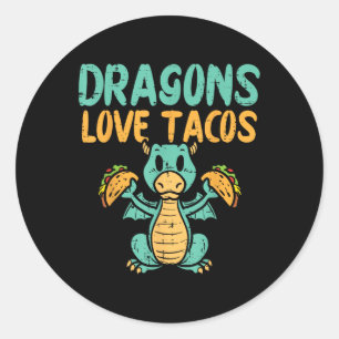 Dragons Liebe Tacos Niedlich Cinco De Mayo Mexiko Runder Aufkleber