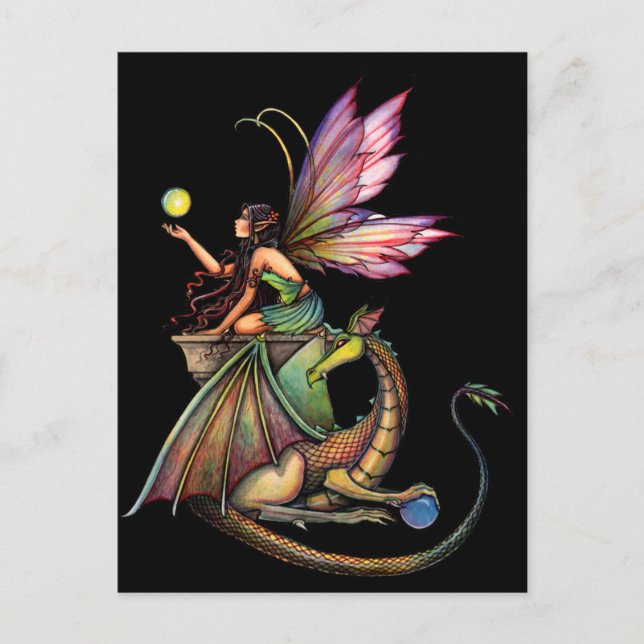 Dragon's Orbs Fairy and Dragon von Molly Harrison Postkarte (Vorderseite)