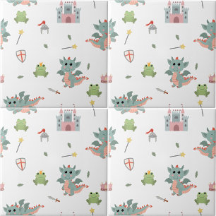 Dragons Ritter Burg Kinderzimmer Fliese