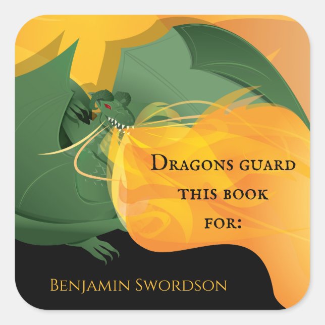 Dragons schützen dieses Buch Buchzeichen Sticker (Vorderseite)