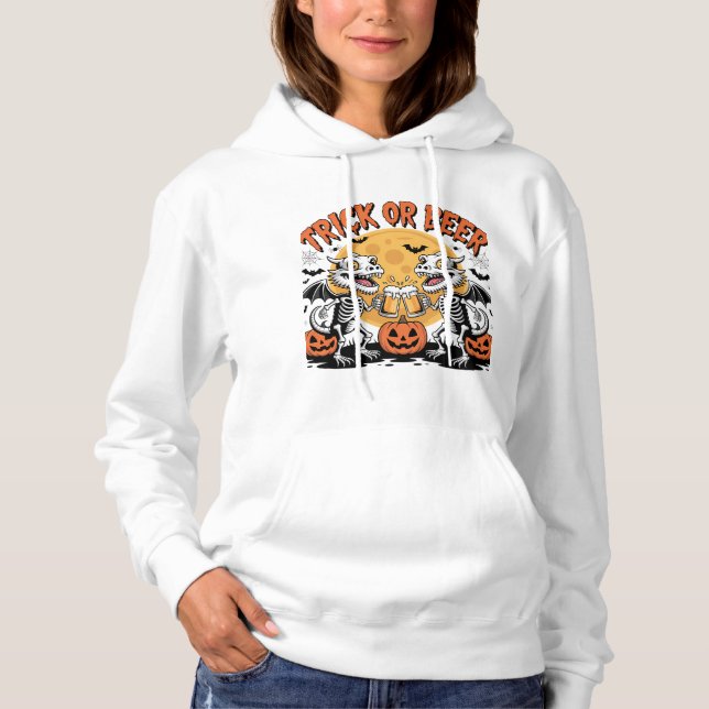 Dragons Trick oder Bier Skeletts Kunst Hoodie (Vorderseite)