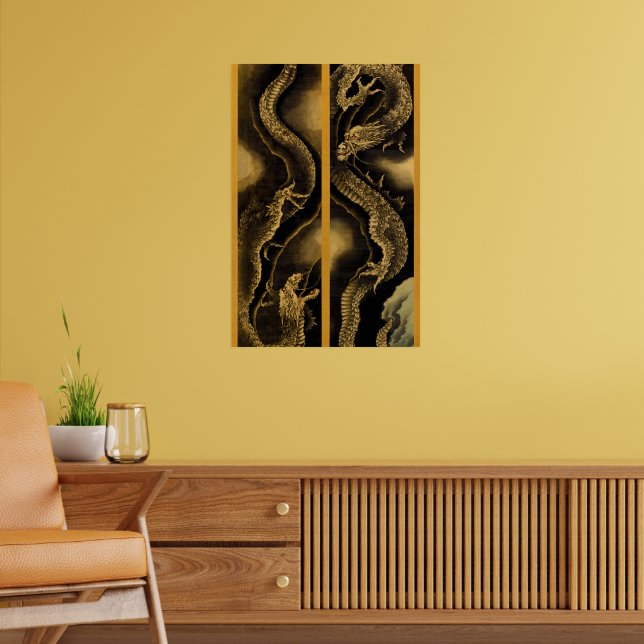 Dragons von Hokusai Poster (Wohnzimmer 2)