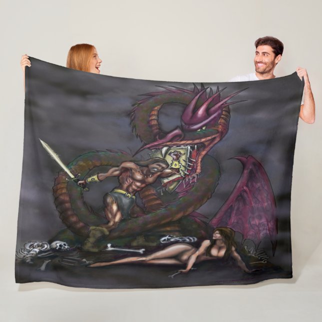 Dragonslayer Fantasy Art Fleece Blankon (Beispiel)
