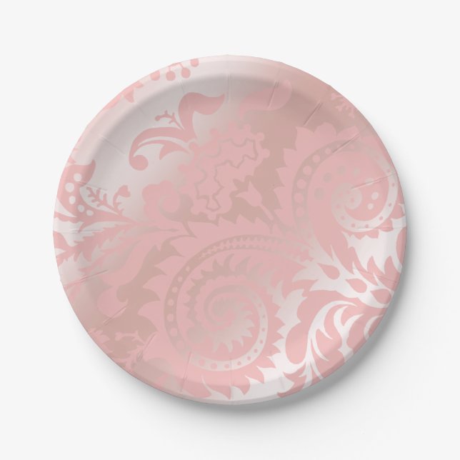 Dragontail Paisley metallisches | Rosa Pappteller (Vorderseite)