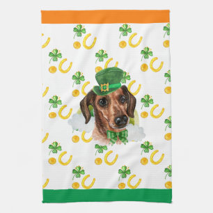 Draht-Dackel-Ferien-Heim-Dekoration St. Patrick's  Geschirrtuch