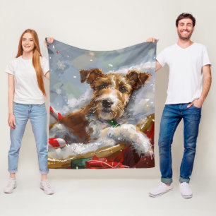 Draht-Fox-Terrier-Hund Weihnachten Festlich Fleecedecke
