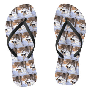 Draht-Fox-Terrier Lass es schneien Weihnachten Flip Flops