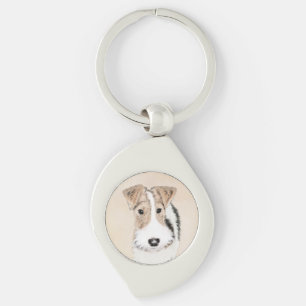 Draht-Fox-Terrier-Malerei - Niedliche Original-Hun Schlüsselanhänger