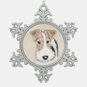 Draht-Fox-Terrier-Malerei - Niedliche Original-Hun Schneeflocken Zinn-Ornament