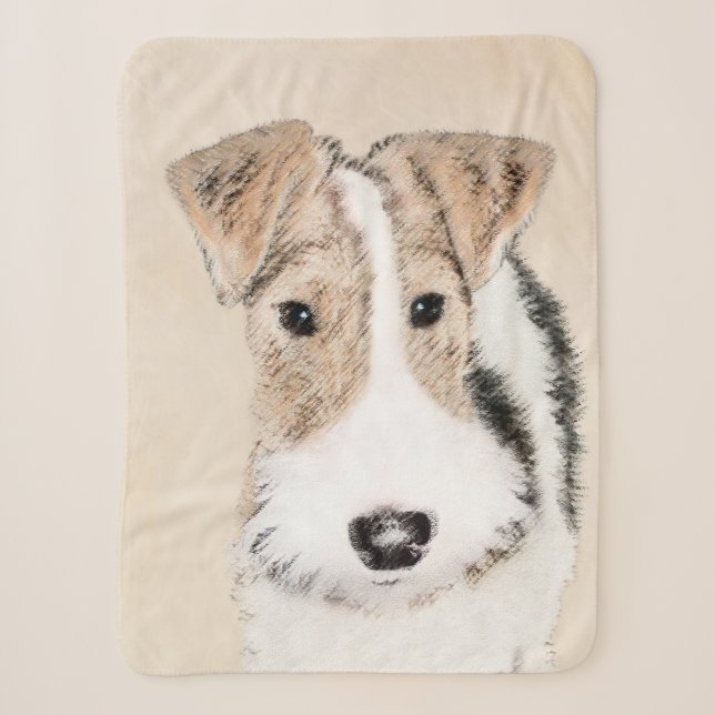 Draht-Fox-Terrier-Malerei - Niedliche Original-Hun Sherpadecke (Vorderseite)