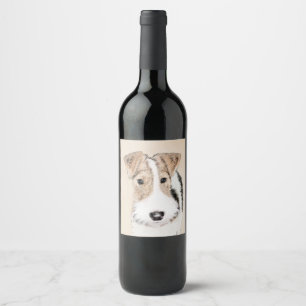 Draht-Fox-Terrier-Malerei - Niedliche Original-Hun Weinetikett