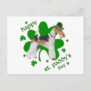 Draht-Foxterrier St. Patrick's Day Postkarte