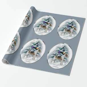 Draht-Foxterrier-Weihnachten Geschenkpapier