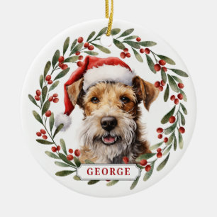 Draht-Fuchs-Terrier-Hund Keramik-Kreis-Ornament Keramik Ornament