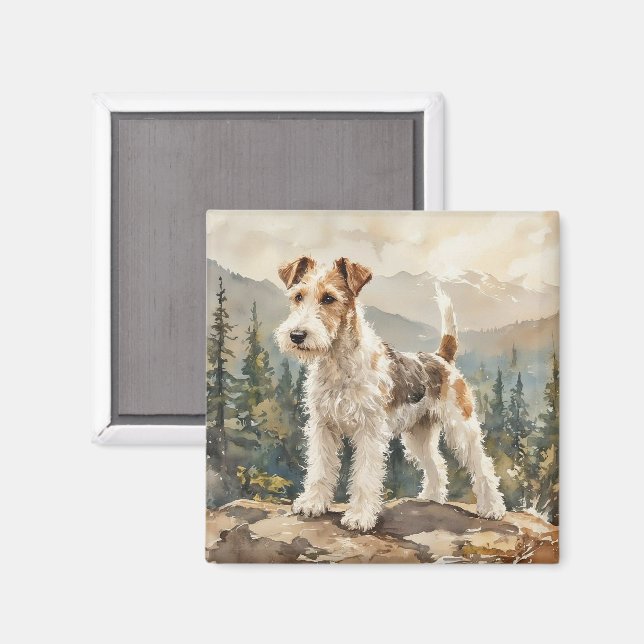 Draht-Fuchs-Terrier Magnet (Vorderseite/Rückseite)