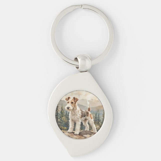 Draht-Fuchs-Terrier Schlüsselanhänger (Vorderseite)