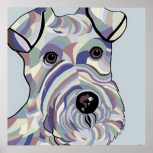 Draht-Haar-Foxterrier in den Denim-Farben Poster