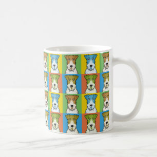 Drahtfox-Terrier-HundeCartoon Pop-Kunst Kaffeetasse