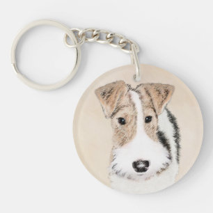 Drahtfox-Terrier-Malerei - niedliche ursprünglich Schlüsselanhänger