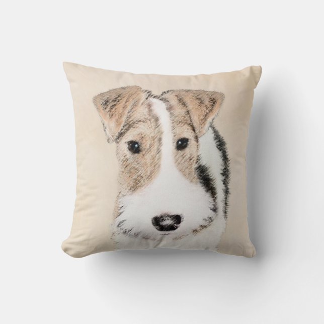 Drahtfox-Terrier-Malerei - niedliche ursprüngliche Kissen (Vorderseite)