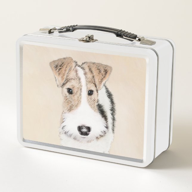 Drahtfox-Terrier-Malerei - niedliche ursprüngliche Metall Brotdose (Vorderseite)