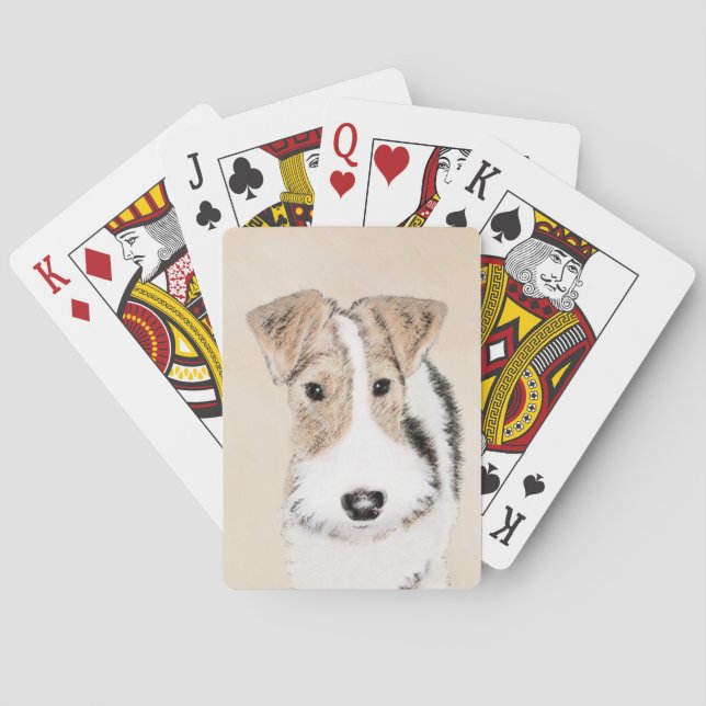 Drahtfox-Terrier-Malerei - niedliche ursprüngliche Spielkarten (Rückseite)