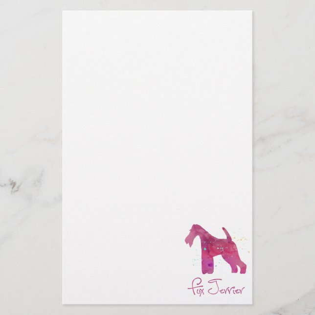 Drahtfox Terrier Silhouette Aquarellbild Briefpapier (Vorderseite)