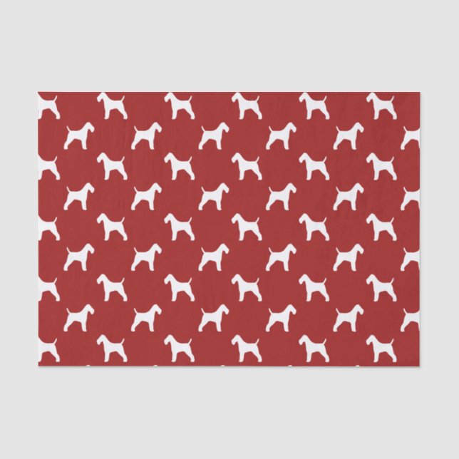 Drahtfox-Terrier-Silhouette-Muster-Rot Seidenpapier (Vorderseite)
