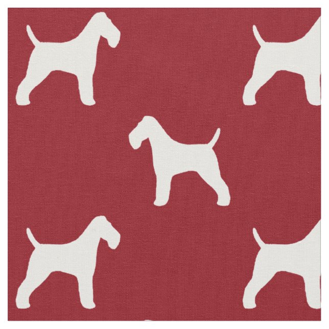 Drahtfox-Terrier-Silhouette-Muster-Rot Stoff (Nahaufnahme)