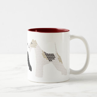 Drahtfox-Terrier-Silhouetten/-schatten Zweifarbige Tasse