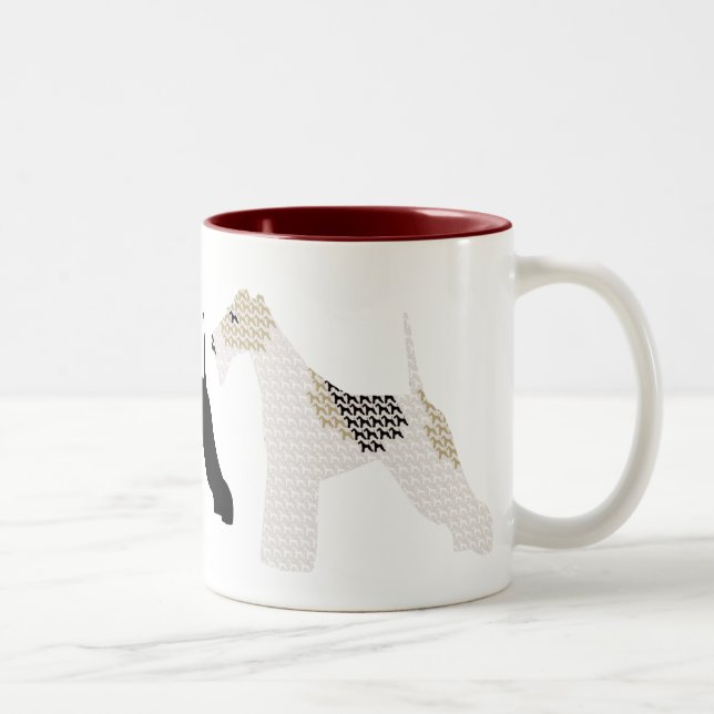 Drahtfox-Terrier-Silhouetten/-schatten Zweifarbige Tasse (Rechts)
