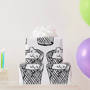 Drahtgitter-Abfalleimer Schwarz-Weiß-Müll Geschenkpapier