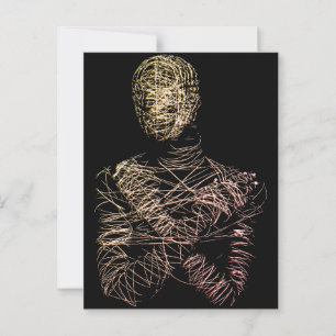 Drahtgittermodell einer menschlichen Figur in abst Postkarte