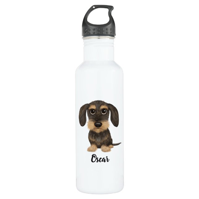 Drahthaar-Dackel| Flecken mit benutzerdefiniertem  Edelstahlflasche (Vorderseite)